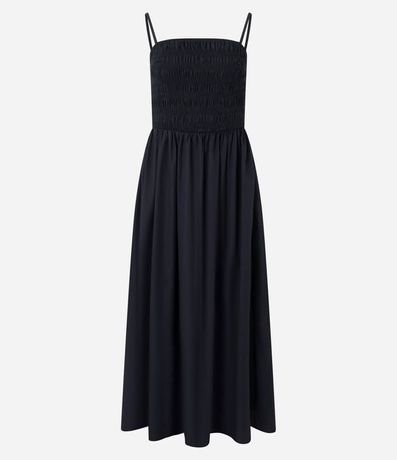 Vestido Evasê en Tricolina con Bretel Fino y Lastex 5