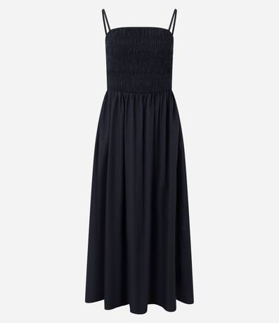 Vestido Evasê en Tricolina con Bretel Fino y Lastex 7