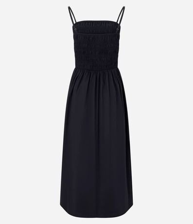 Vestido Evasê en Tricolina con Bretel Fino y Lastex 6