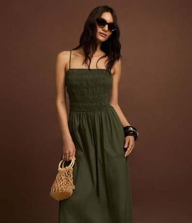 Vestido Evasê en Tricolina con Bretel Fino y Lastex 7