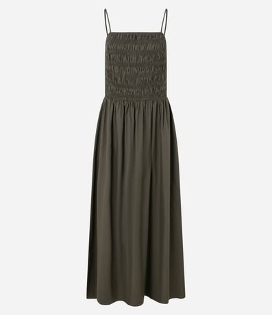 Vestido Evasê en Tricolina con Bretel Fino y Lastex 9