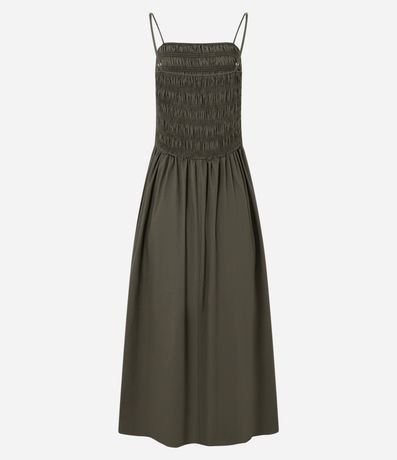 Vestido Evasê en Tricolina con Bretel Fino y Lastex 10