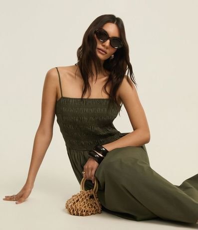 Vestido Evasê en Tricolina con Bretel Fino y Lastex 5