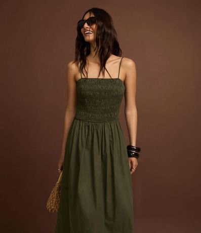 Vestido Evasê en Tricolina con Bretel Fino y Lastex 8