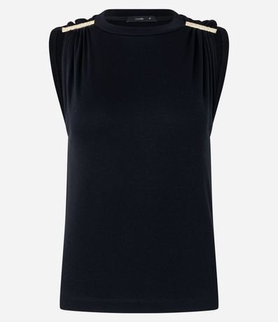 Blusa Acanalada en Rib con Detalle Metalizado en el Hombro 5