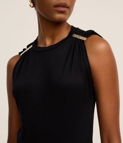 Blusa Acanalada en Rib con Detalle Metalizado en el Hombro 3