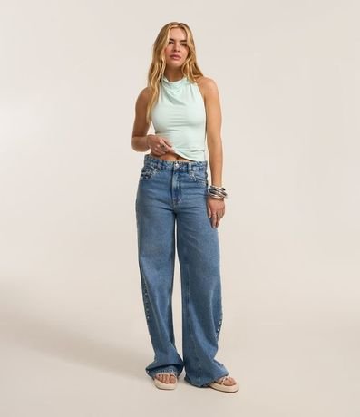 Pantalón Wide Leg en Jeans con Tachuelas 2