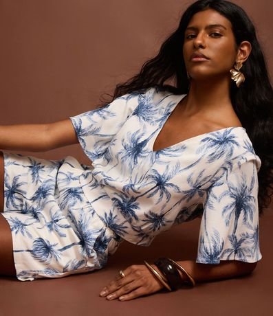 Short en Viscolino con Cintura Elástica y Estampa Palmeras 6