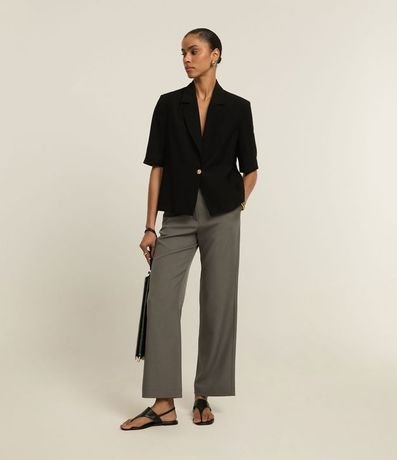 Pantalón Recto en Sastrería con Ganchillo en la Cintura