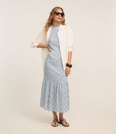 Vestido Evasê Largo en Viscosa con Estampado Geométrico