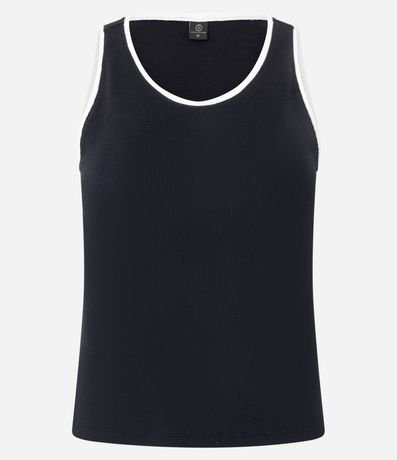 Blusa Musculosa en Rib con Acabado Contrastante 5