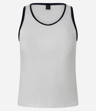 Blusa Musculosa en Rib con Acabado Contrastante 6