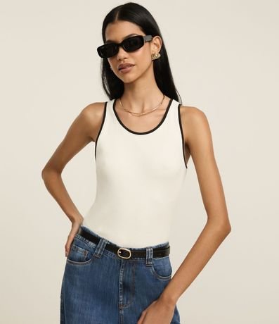 Blusa Musculosa en Rib con Acabado Contrastante 1