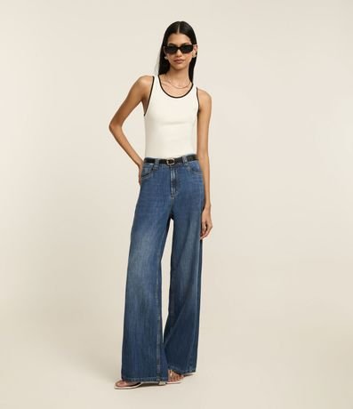 Blusa Musculosa en Rib con Acabado Contrastante 2