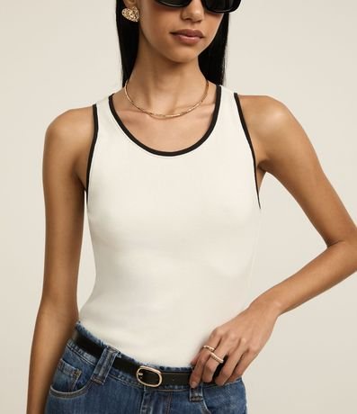 Blusa Musculosa en Rib con Acabado Contrastante 3