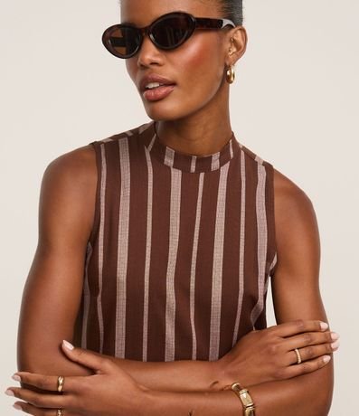 Vestido Evasê Midi en Viscosa con Rayas Desencontradas 6