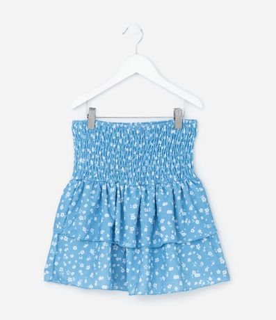 Pollera Infantil con Volados y Estampa Floral - Talle 5 a 14 años 3