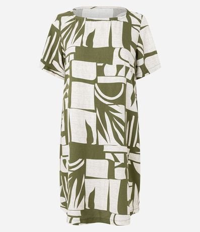Vestido T-Shirt en Viscosa con Estampa de Hojas 5