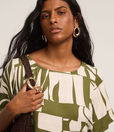 Vestido T-Shirt en Viscosa con Estampa de Hojas 3