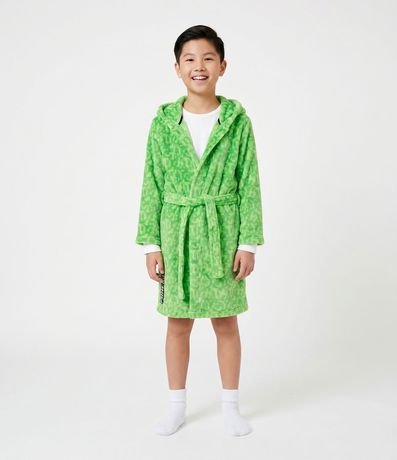 Bata de Baño Infantil con Estampado Minecraft y Capucha interactivo - Talle 5 a 16 años