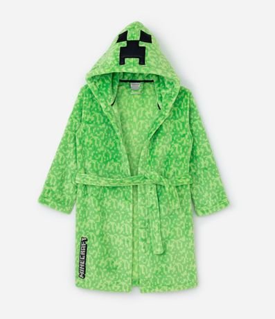 Bata de Baño Infantil con Estampado Minecraft y Capucha interactivo - Talle 5 a 16 años