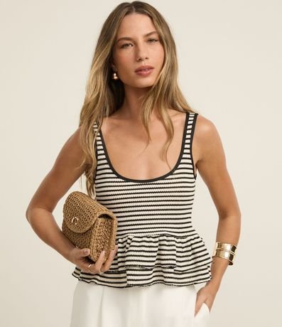 Blusa Peplum en Rib Rayada
