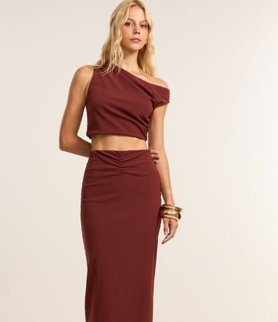 Pollera Ajustada Midi en Bengalina con Fruncido 2