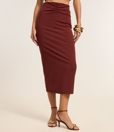 Pollera Ajustada Midi en Bengalina con Fruncido 3