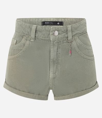 Short en Sarga con Recorte en el Bolsillo y Colgante de Helado 6