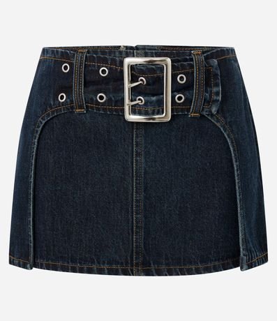 Pollera Corta en Jeans con Cinturón Largo Hebillado 6