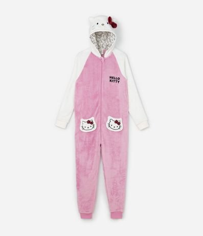 Pijama Jumper Infantil en Fleece con Bordado Hello Kitty - Talle 5 a 16 años 1