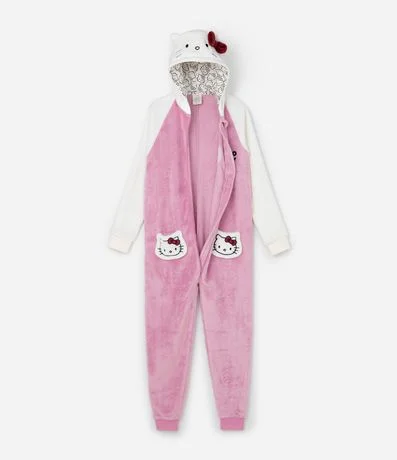 Pijama Jumper Infantil en Fleece con Bordado Hello Kitty - Talle 5 a 16 años 2