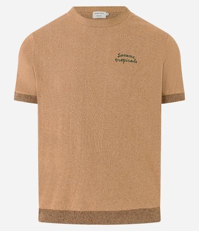 Remera Regular en Algodón con Estampa de Palmeras y Lettering Savane Tropicale 6