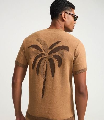 Remera Regular en Algodón con Estampa de Palmeras y Lettering Savane Tropicale 3