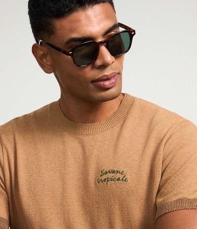 Remera Regular en Algodón con Estampa de Palmeras y Lettering Savane Tropicale 5