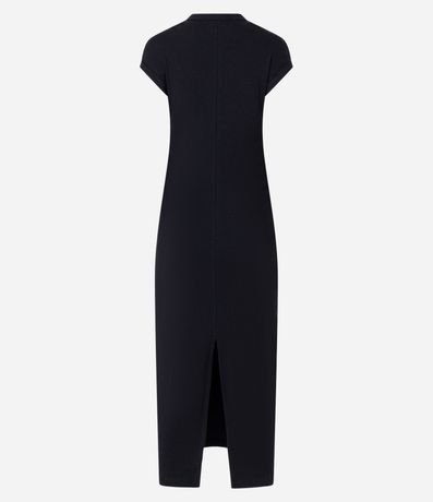 Vestido Largo Canelado en Rib con Encaje en la Bajo 8