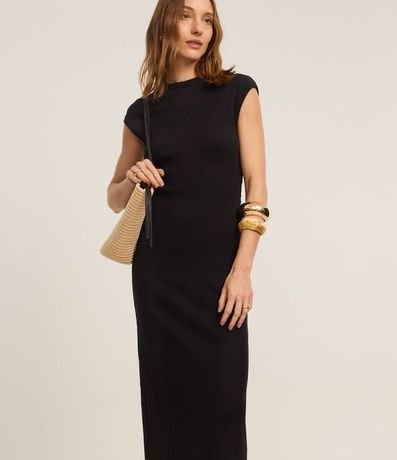 Vestido Largo Canelado en Rib con Encaje en la Bajo 1