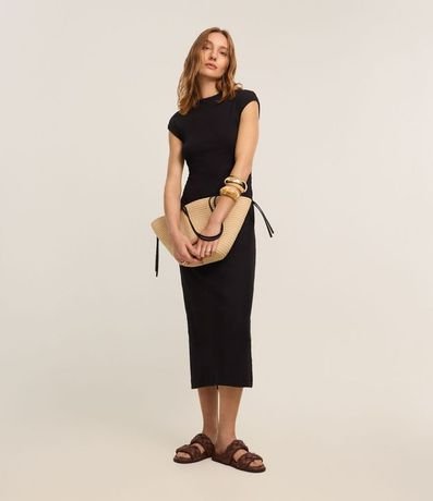 Vestido Largo Canelado en Rib con Encaje en la Bajo 2