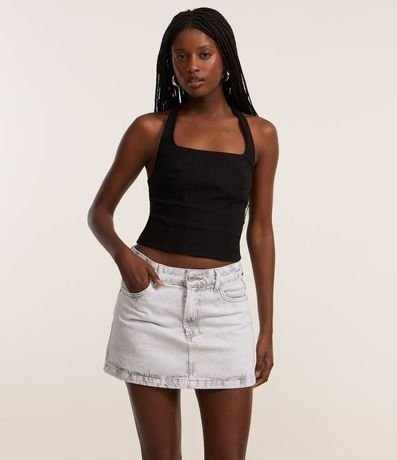 Pollera Mini en Jeans con Cintura Mediana 2