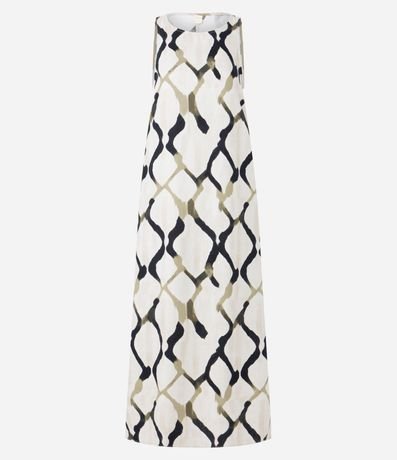 Vestido Evasê Midi en Viscolino con Estampa Abstracta 6