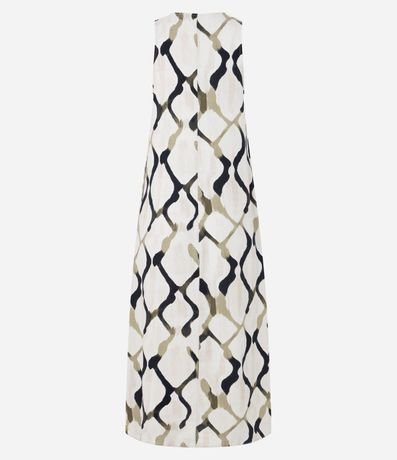 Vestido Evasê Midi en Viscolino con Estampa Abstracta 7