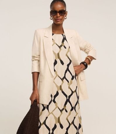 Vestido Evasê Midi en Viscolino con Estampa Abstracta 2