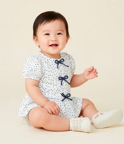 Conjunto Infantil con Estampa de Lunares Texturizado - Talle 0 a 18 Meses