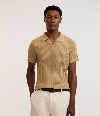 Camisa Polo Regular con Botones Texturizada
