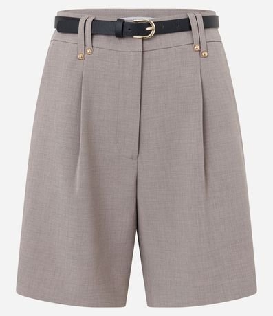 Short Sastre con Pliegues y Cinturón Fino de PU 5