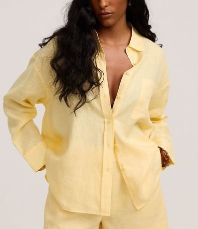 Camisa Oversized en Lino con Bolsillo en el Pecho 3