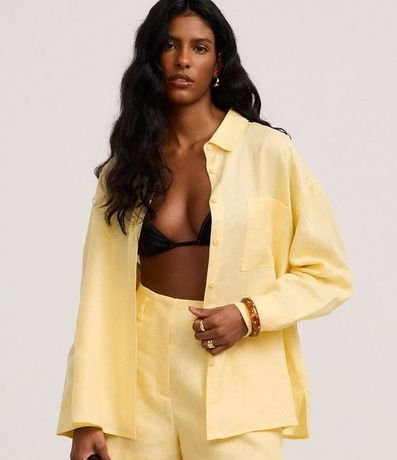 Camisa Oversized en Lino con Bolsillo en el Pecho 4