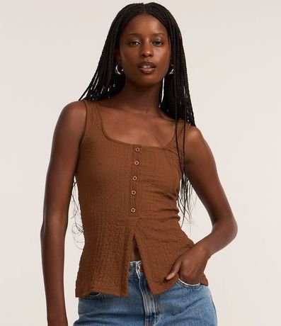 Blusa Musculosa Texturizada con Botones