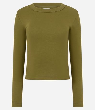 Blusa Básica Acanalada en Rib con Cuello Redondo 2