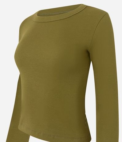 Blusa Básica Acanalada en Rib con Cuello Redondo 3